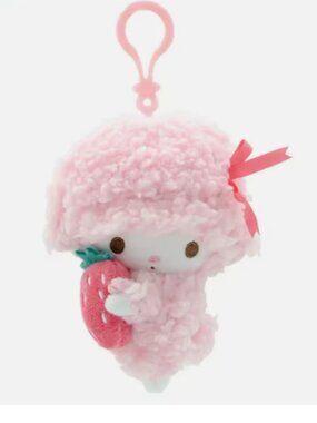 PINK Sweet Piano Sheep Melody Strawberry Plush Key Charm Bag Holder Toy Purse